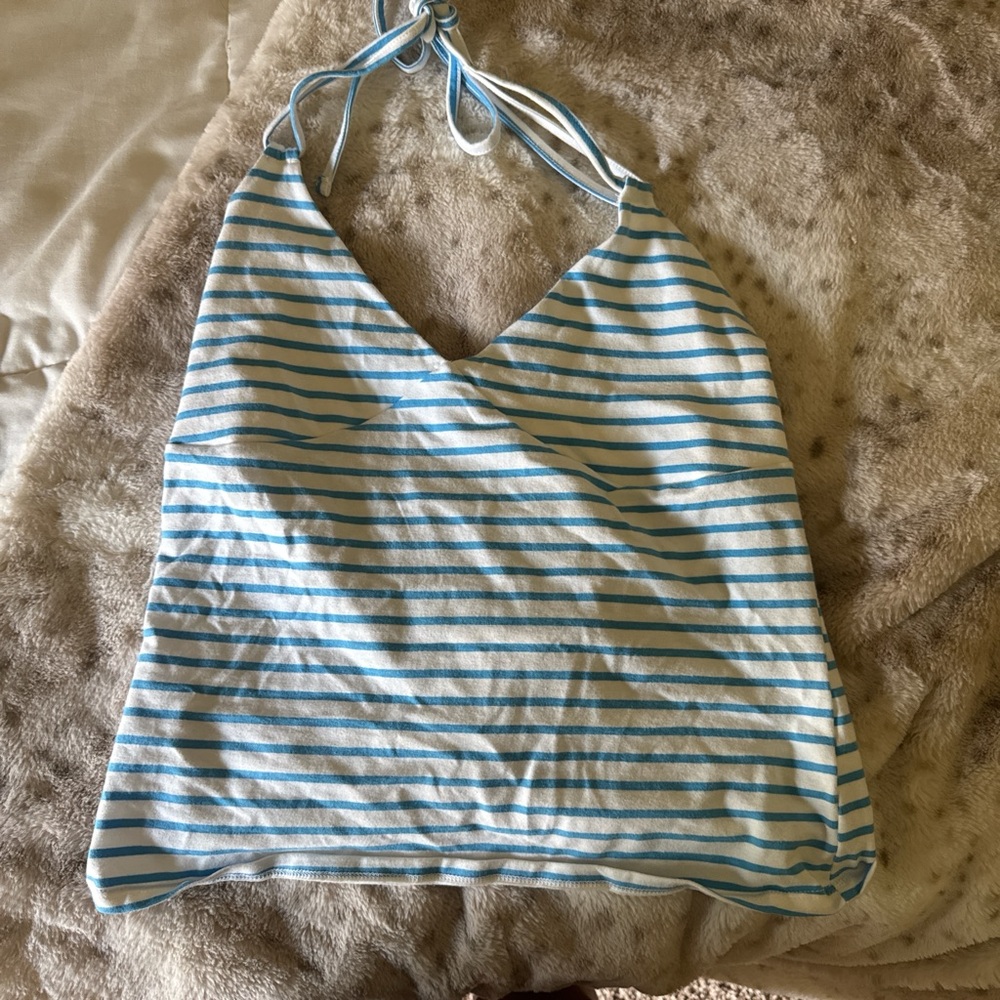 Art Class Blue and White Striped Tank Top